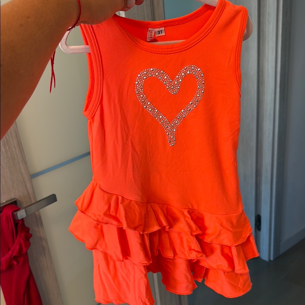 Orange Heart Ruffle Kids Top size 3